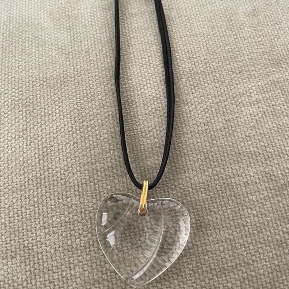 Baccarat crystal clear Heart Pendant Necklace Glass with box - Picture 1 of 8